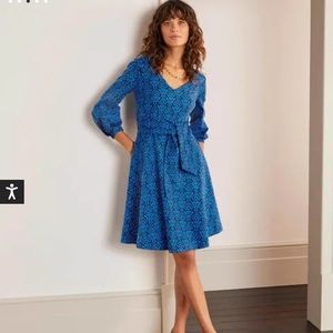 Boden Benedicta Belted Ponte Dress Moroccan Blue 14L